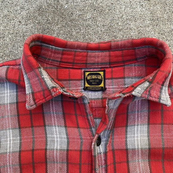 Vintage 50s 60s Washington Dee Cee Cotton Flannel L/XL Sanforized Distressed